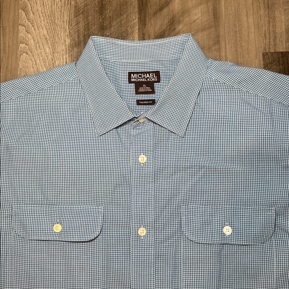 Michael Michael Kors Gingham Tailored Double Pocket Long Sleeve Button Down - XL - Picture 5 of 8